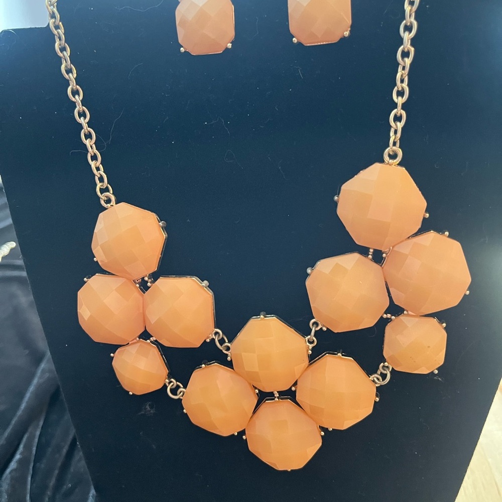 Vibrant Orange and Gold Statement Necklace